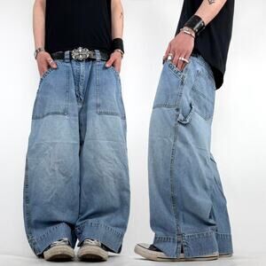 Vintage rare ultra baggy wide leg y2k grunge faded skater archive jeans